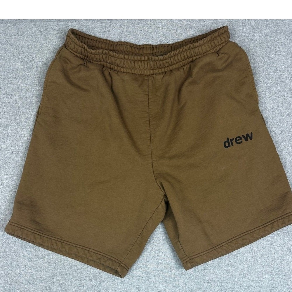 Drew House Secret Sweat Shorts Brown Mens XL Justin Bieber Streetwear Pinhole